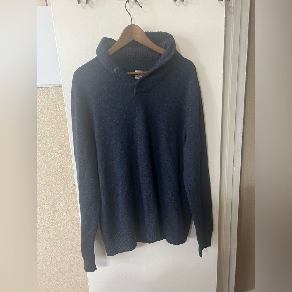 J.Crew Dark Blue Shall Collar Sweater Sz XL Winter Minimalist Workcore Normcore
